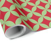 Papier cadeau de Noël vert et rouge festif (Coin rond)