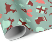 Papier cadeau de Noël vert magnifique (Coin rond)