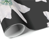 Papier cadeau de Noël White Pointsetta (Coin rond)