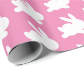 Papier cadeau de Pâques lapin rose et blanc (Coin rond)