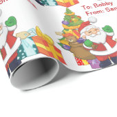 Papier Cadeau De Père Noël Ajouter le nom de l'enfant Cadeaux d' (Coin rond)