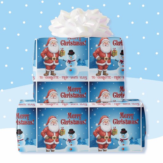 Papier Cadeau De Père Noël Ajouter le nom de l'enfant mignon Sno