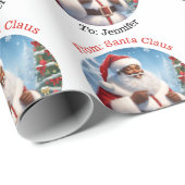 Papier Cadeau De Père Noël Ajouter Nom de l'enfant Africain Amér (Coin rond)