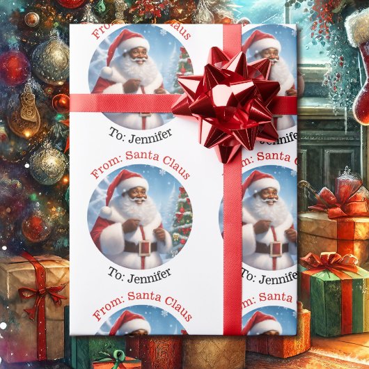 Papier Cadeau De Père Noël Ajouter Nom de l'enfant Africain Amér