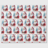 Papier Cadeau De Père Noël Au Pôle Nord Ajouter le nom de l'enfa (Plat)