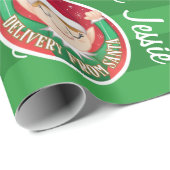 Papier Cadeau De Père Noël Christmas Red n Green Elf (Coin rond)