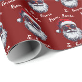 Papier cadeau de Père Noël, nom personnalisé de Sa (Coin rond)