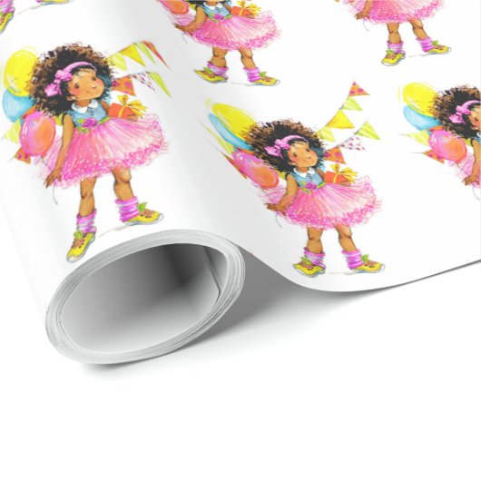 Papier cadeau de petite fille mignonne (Coin rond)