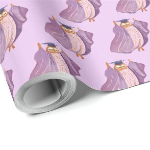 Papier cadeau de remise de diplôme Hibou Violet