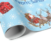 Papier Cadeau De Santa Claus Noël Ajouter Nom de l'enfant Neige (Coin rond)