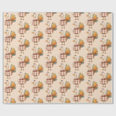 Papier cadeau de Thanksgiving Dinde Festive (Plat)