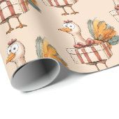 Papier cadeau de Thanksgiving Dinde Festive (Coin rond)