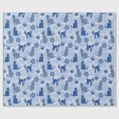 Papier cadeau de vacances avec chats bleus (Plat)