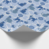 Papier cadeau de vacances avec chats bleus (Coin)