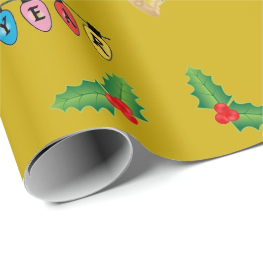 Papier cadeau de vacances dorées et Nouvel An (Coin rond)