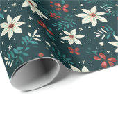 Papier cadeau de vacances Snowflake moderne (Coin rond)