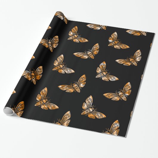 Papier Cadeau Death's Head Moth Pattern (Déroulé)