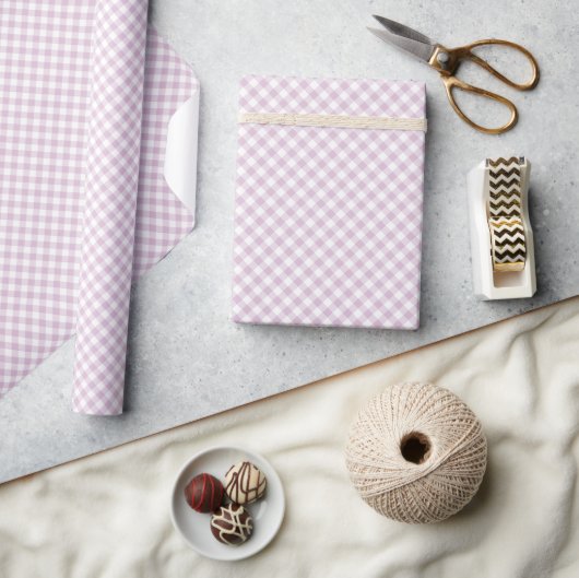 Papier Cadeau Début d'Automne Rétro Gingham | Lilas Chaud (Artisanat)