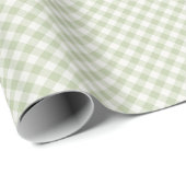 Papier Cadeau Début d'automne rétro Gingham | Olive douce (Coin rond)