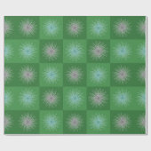 Papier Cadeau Débuts de Noël du Moyen-siècle rétro Vert (Plat)