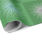 Papier Cadeau Débuts de Noël du Moyen-siècle rétro Vert (Coin rond)