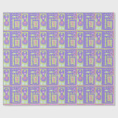 Papier Cadeau Décal Floral Ethnic Print Purple Vert Blanc (Plat)