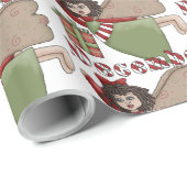 Papier Cadeau Décembre Angel Anniversaire fête carrelée (Coin rond)