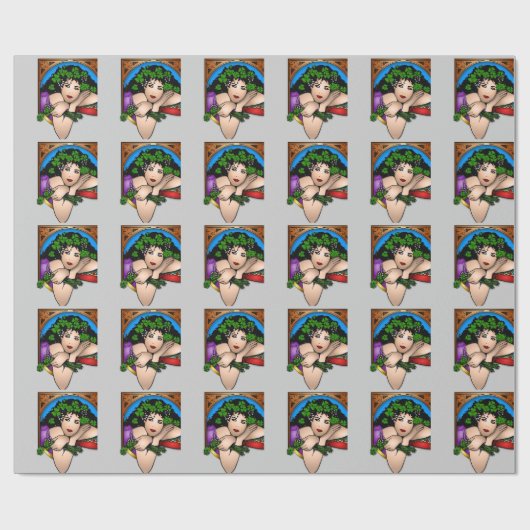 Papier Cadeau Décesse irlandaise shamrock St Patrick's day embal (Plat)
