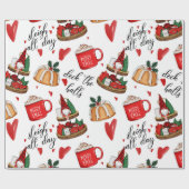 Papier Cadeau Deck The Halls Amusants Nourriture Noël (Plat)