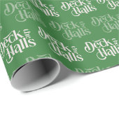 Papier Cadeau Deck the Halls vert (Coin rond)