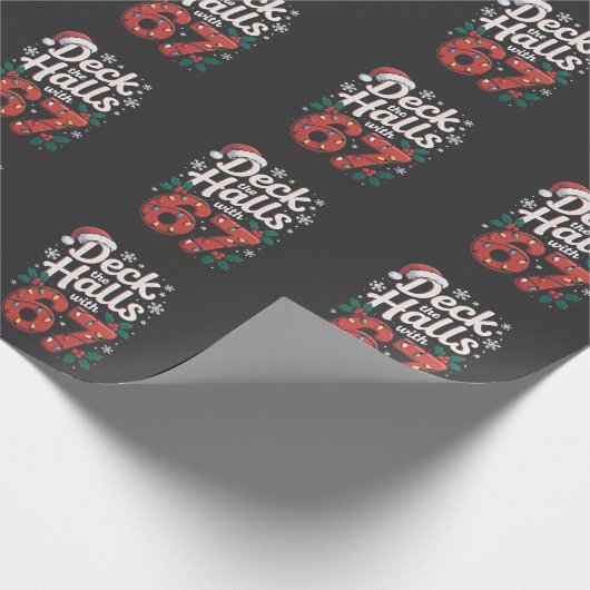 Papier Cadeau Deck the Halls With 6 7 Funny Christmas Six Seven (Coin)