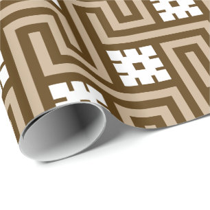 Papier Cadeau Déco clé grecque, Taupe tan et Brown