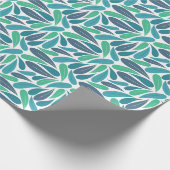 Papier Cadeau déco de feuillage bleu et aqua (Coin)