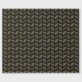 Papier Cadeau Déco géométrique Abstraite Chevron en or noir (Plat)