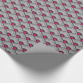 Papier Cadeau Déco pétoncles chinois, gris / gris, noir et rose (Coin)