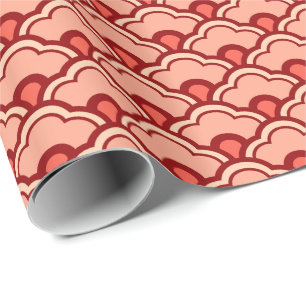 Papier Cadeau Déco Pétoncles, Pêche, Rouille et Crème chinois