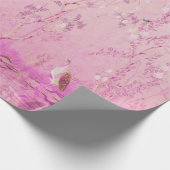 Papier Cadeau Décopupture d'oiseaux en Chine rose (Coin)
