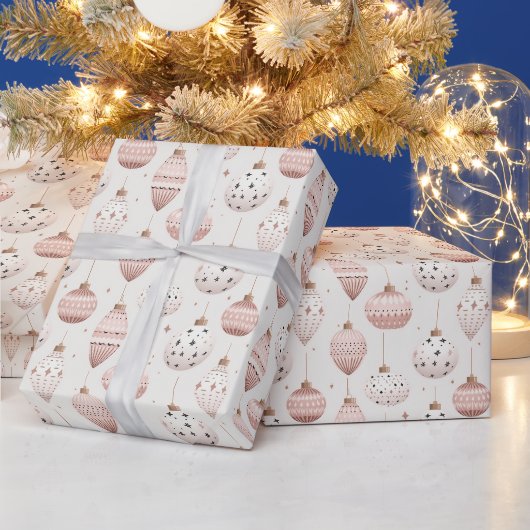 Papier Cadeau Décor blanc rose Vacances Noël (Vacances)