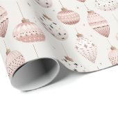 Papier Cadeau Décor blanc rose Vacances Noël (Coin rond)