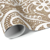 Papier Cadeau Décor chic élégant de dentelle sur la toile de (Coin rond)