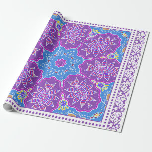 Papier Cadeau Décor coloré sur arrière - plan blanc,