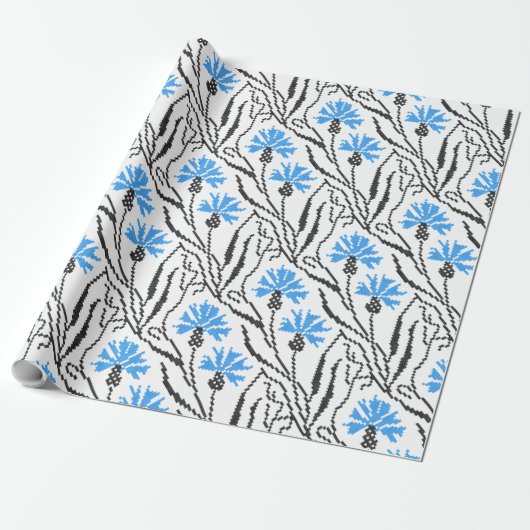 Papier Cadeau Décor croix de Cornflower bleu (Déroulé)