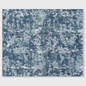 Papier Cadeau Décor de camouflage numérique bleu Navy (Plat)