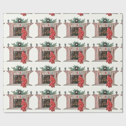 Papier Cadeau Décor de cheminée de Noël (Plat)
