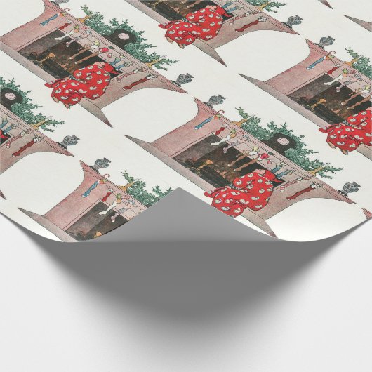 Papier Cadeau Décor de cheminée de Noël (Coin)