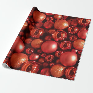 Papier Cadeau Décor de Noël Baubles rouges