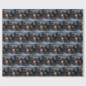 Papier Cadeau Décor de Noël Bluetick Coonhound Snowy Sleigh (Plat)