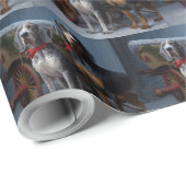 Papier Cadeau Décor de Noël Bluetick Coonhound Snowy Sleigh (Coin rond)
