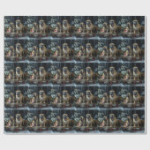 Papier Cadeau Décor de Noël Bullmastiff Snowy Sleigh (Plat)