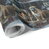 Papier Cadeau Décor de Noël Bullmastiff Snowy Sleigh (Coin rond)